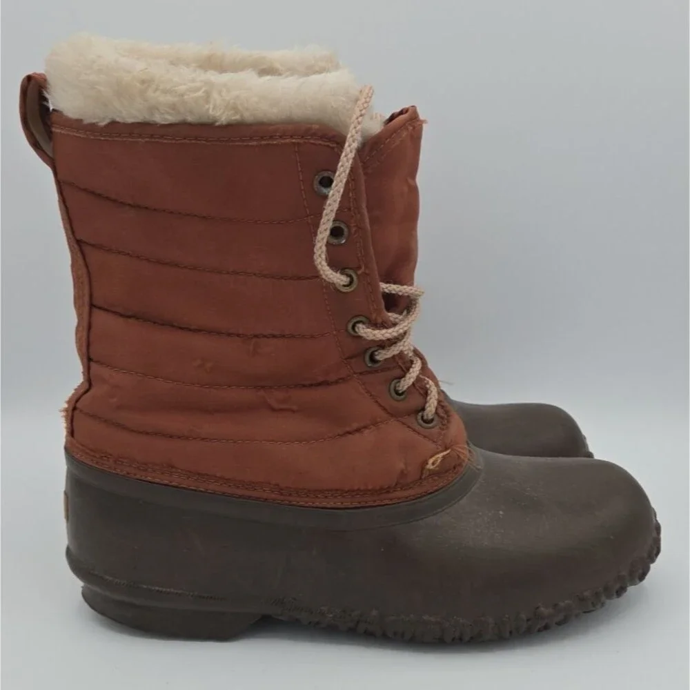 Vintage Sorel Geneva Winter Duck Boots Wool Sock Brown Rust Womens Size 7